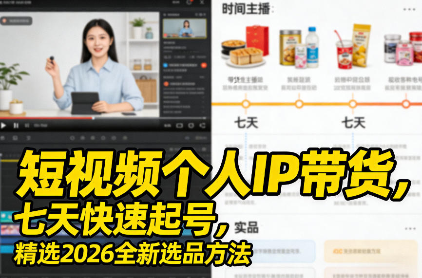 短视频个人IP带货，七天快速起号，精选2026全新选品方法-58创客