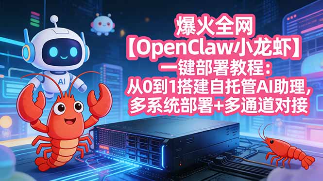 爆火全网【OpenClaw 小龙虾】一键部署教程：从0到1搭建自托管AI助理，多系统部署+多通道对接-58创客
