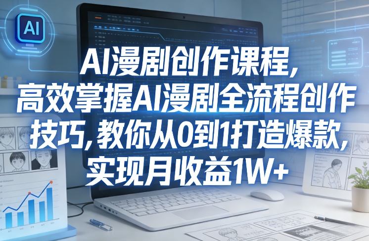 某社群AI漫剧创作课程，高效掌握AI漫剧全流程创作技巧，教你从0到1打造爆款，实现月收益1W+-58创客