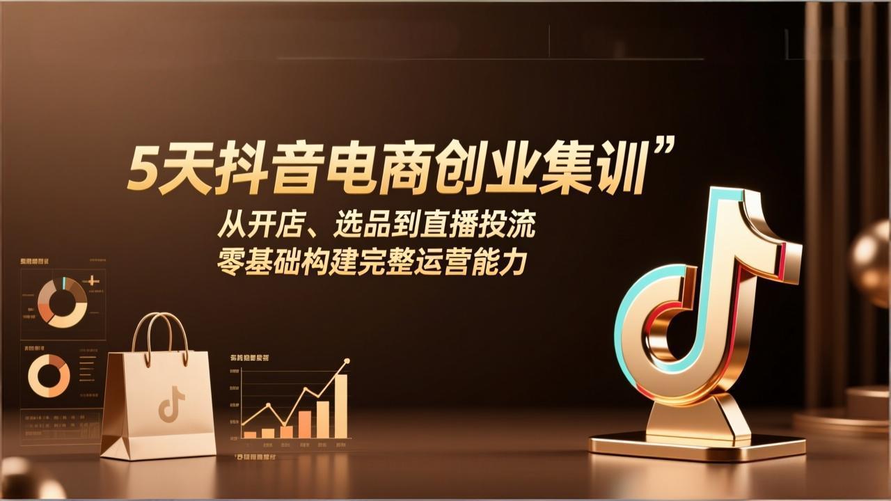 5天抖音电商创业集训：从开店、选品到直播投流，零基础构建完整运营能力-58创客