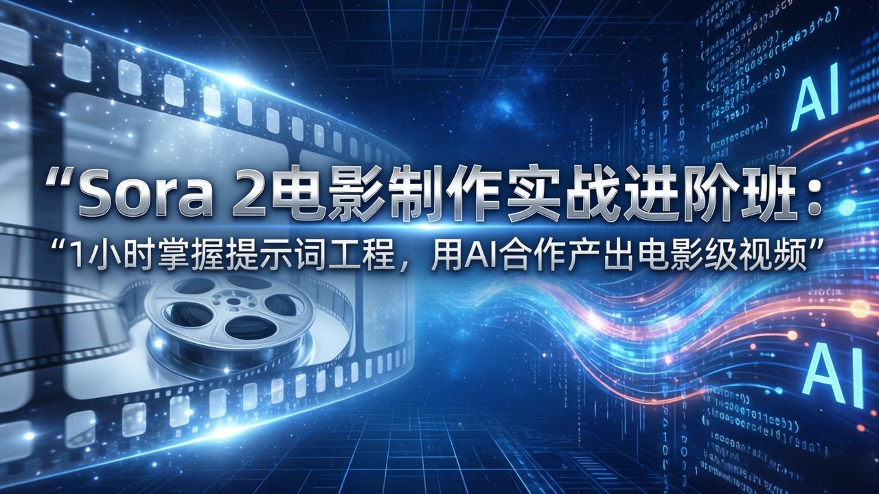 Sora 2电影制作实战进阶班：1小时掌握提示词工程，用AI合作产出电影级视频-58创客