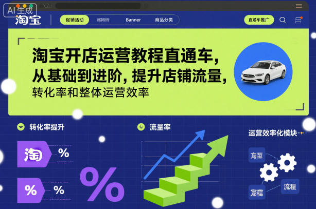 淘宝开店运营教程直通车，从基础到进阶，提升店铺流量，转化率和整体运营效率(更新26年3月)-58创客