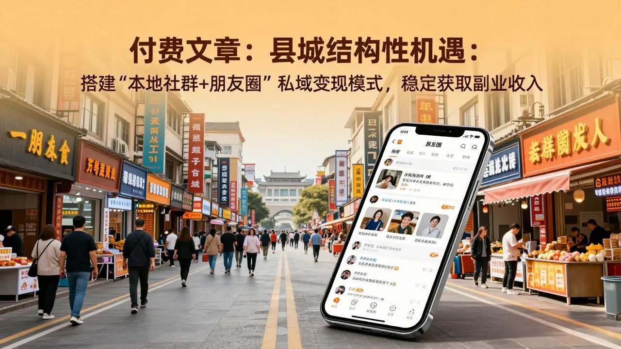 付费文章:县城结构性机遇:搭建“本地社群+朋友圈”私域变现模式,稳定获取副业收入-58创客