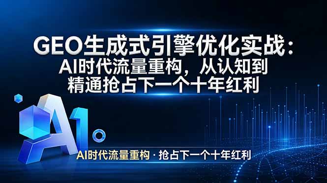 GEO 生成式引擎优化实战：AI时代流量重构，从认知到精通抢占下一个十年红利-58创客