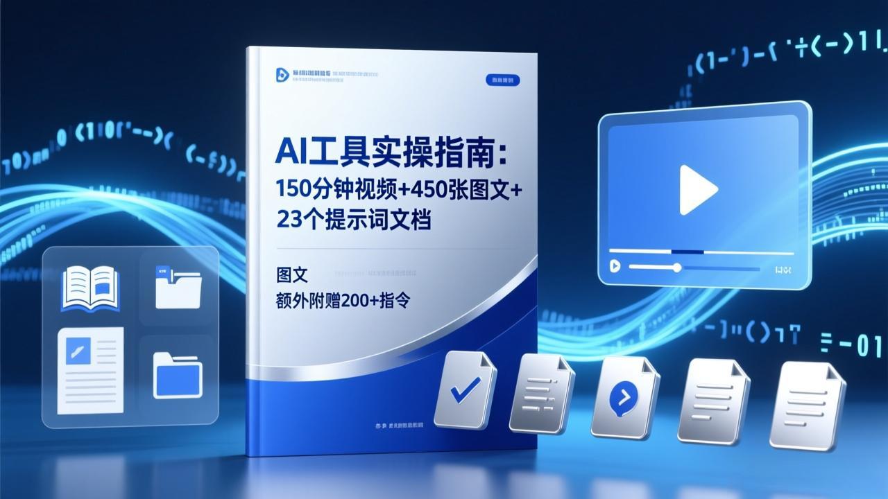 AI工具实操指南：150分钟视频+450张图文+23个提示词文档，额外附赠200+指令-58创客