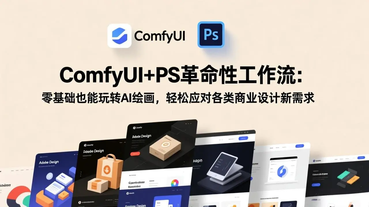ComfyUI+PS革命性工作流:零基础也能玩转AI绘画,轻松应对各类商业设计新需求-58创客