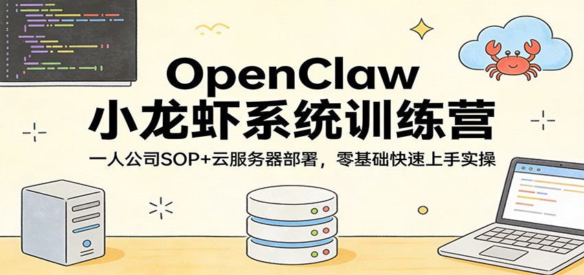 OpenClaw小龙虾系统训练营：一人公司SOP，云服务器部署，零基础快速上手实操-58创客