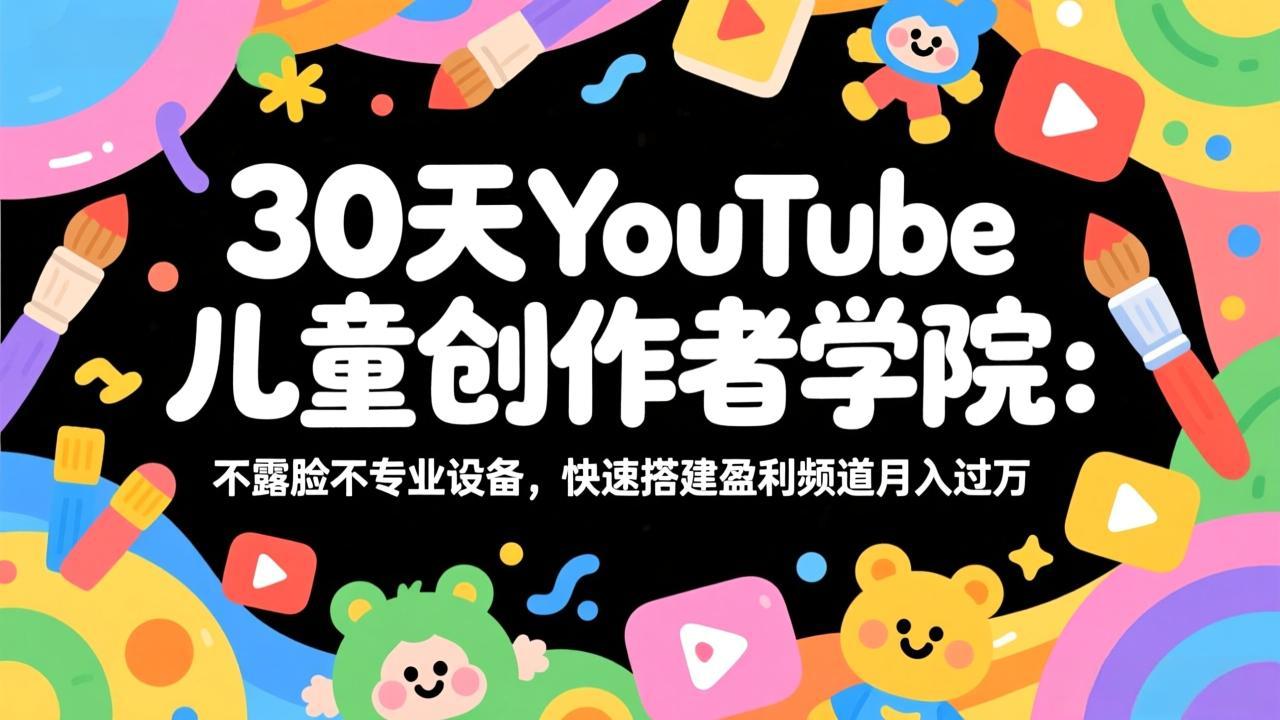 30天YouTube儿童创作者学院：不露脸不专业设备，快速搭建盈利频道月入过万-58创客