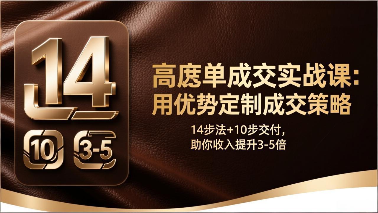 高客单成交实战课：用优势定制成交策略，14步法+10步交付，助你收入提升3-5倍-58创客