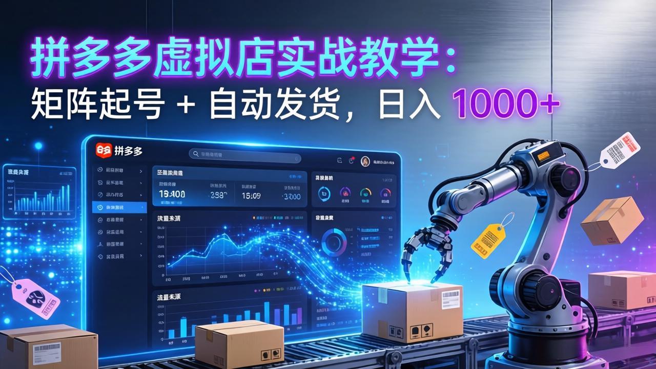 拼多多虚拟店实战教学：矩阵起号 + 自动发货，日入 1000+-58创客