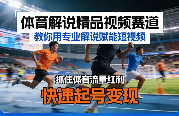 体育解说精品视频赛道,教你用专业解说赋能短视频,抓住体育流量红利,快速起号变现-58创客