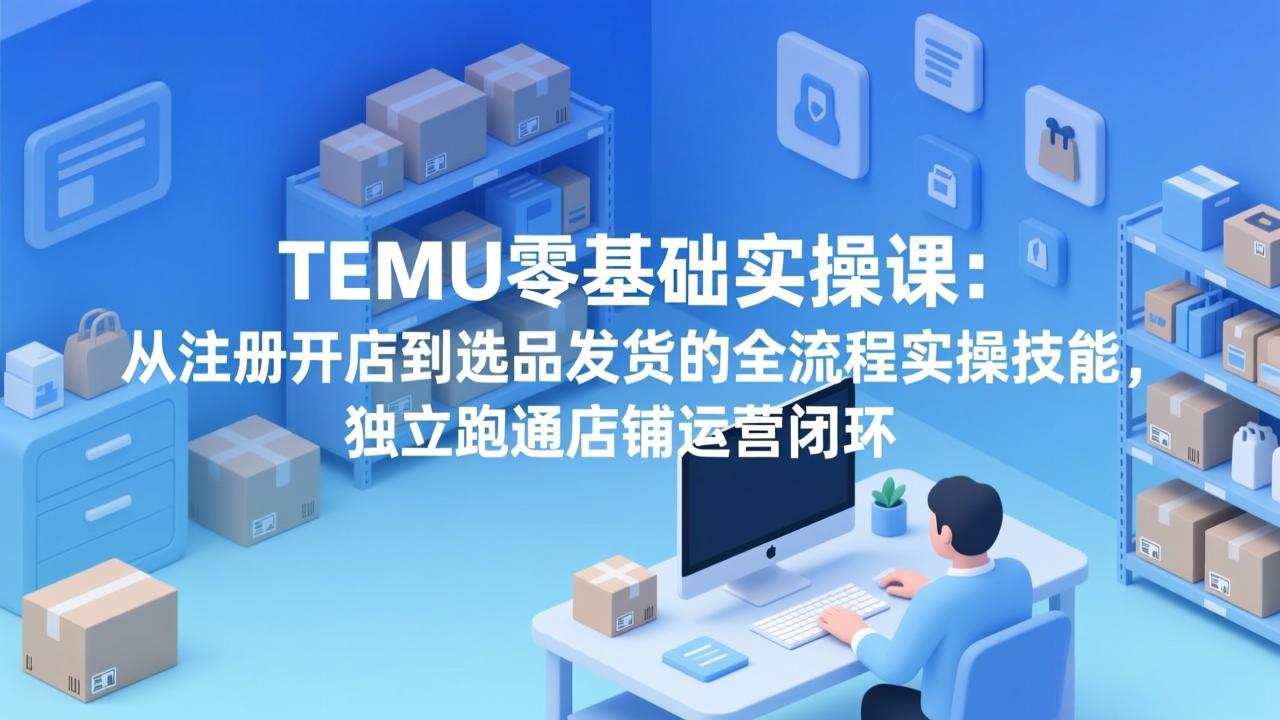TEMU零基础实操课：从注册开店到选品发货的全流程实操技能，独立跑通店铺运营闭环-58创客