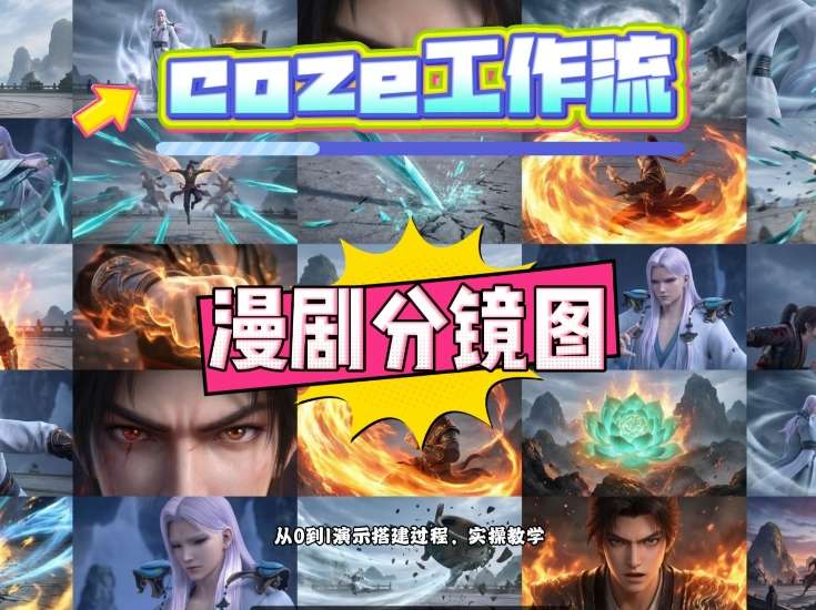 通过Coze工作流，制作《动漫分镜图》，两分钟制作完成25宫格分镜图，从0到1演示搭建过程，实操教学-58创客