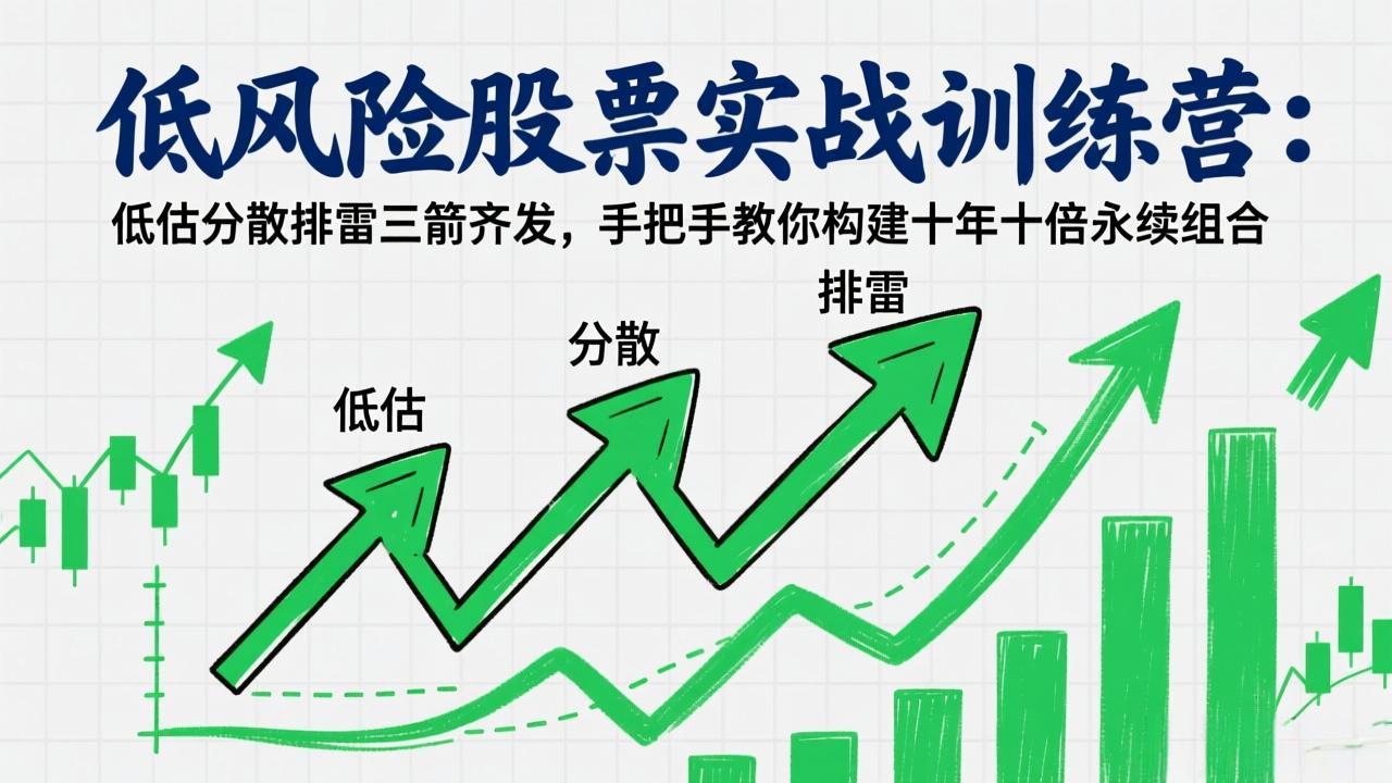 低风险股票实战训练营：低估分散排雷三箭齐发，手把手教你构建十年十倍永续组合-58创客