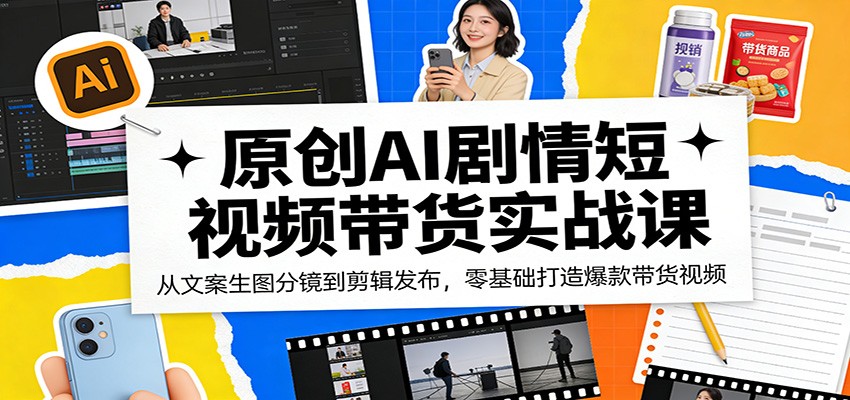 原创AI剧情短视频带货实战课：从文案生图分镜到剪辑发布，零基础打造爆款带货视频-58创客