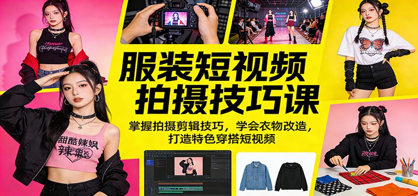 服装短视频拍摄技巧课：掌握拍摄剪辑技巧，学会衣物改造，打造特色穿搭短视频-58创客