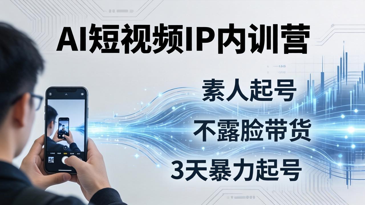 2026AI短视频IP内训营：从素人起号到不露脸带货，3天暴力起号全流程拆解-58创客