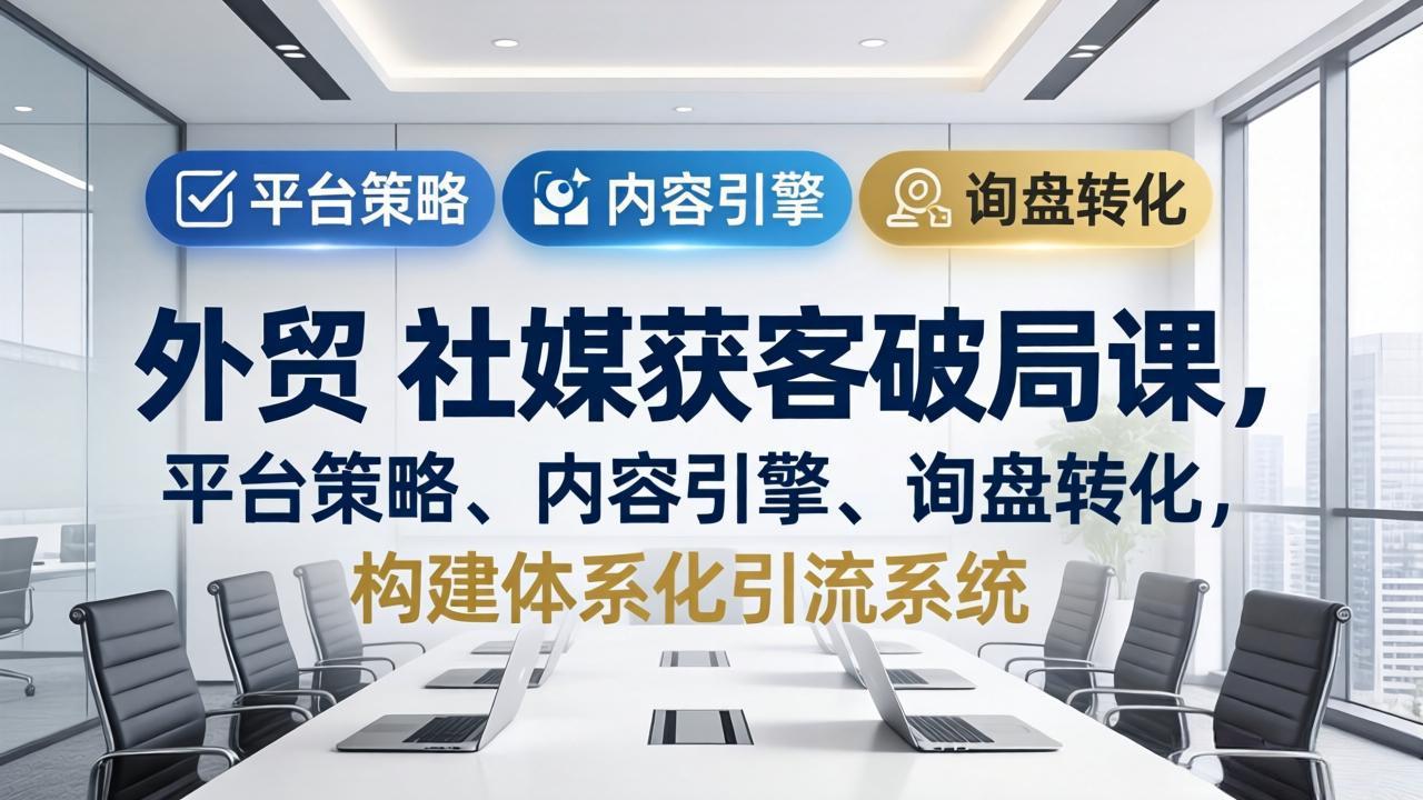 外贸 社媒获客破局课，平台策略、内容引擎、询盘转化，构建体系化引流系统(更新26年3月-58创客