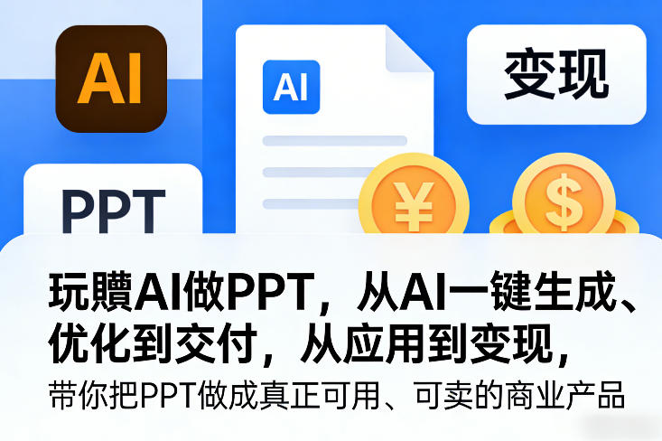 玩賺AI做PPT，从AI一键生成、优化到交付，从应用到变现，带你把PPT做成真正可用、可卖的商业产品(更新0401)-58创客