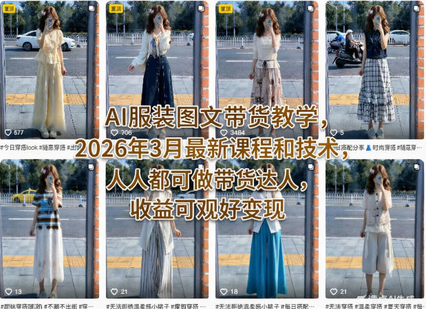 AI服装图文带货教学，2026年3月最新课程和技术，人人都可做带货达人，收益可观好变现-58创客