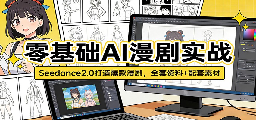 零基础AI漫剧实战：Seedance2.0打造爆款漫剧，全套资料+配套素材-58创客