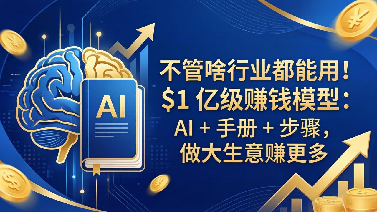 不管啥行业都能用！$1 亿级赚钱模型：AI + 手册 + 步骤，做大生意赚更多-58创客