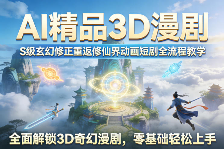 AI精品3D漫剧S级玄幻修正重返修仙界动画短剧全流程教学，全面解锁3D奇幻漫剧，零基础轻松上手-58创客