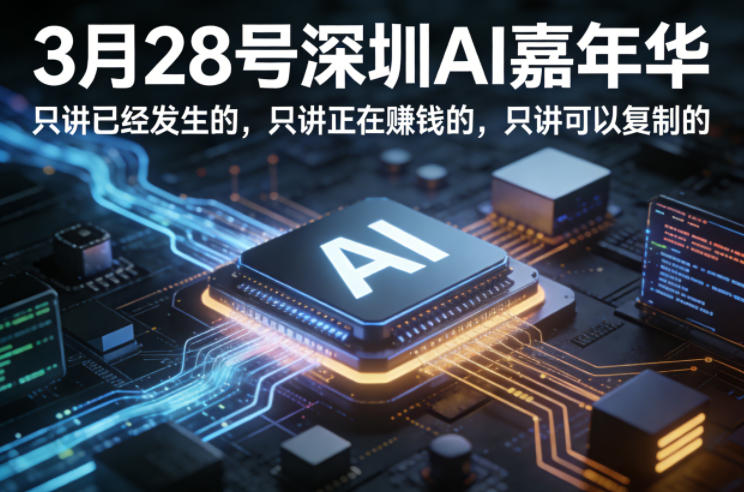 3月28号深圳AI嘉年华，只讲已经发生的，只讲正在賺钱的，只讲可以复制的-58创客
