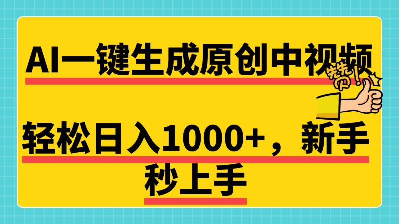 免费无限制，AI一键生成原创中视频，新手小白轻松日入1000+，超简单，可矩阵，可发全平台-58创客