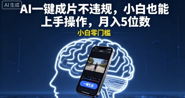 AI一键成片不违规，小白也能上手操作，月入5位数-58创客网