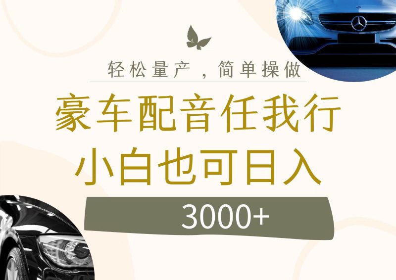 不为人知的暴力小项目，豪车配音，日入3000+-58创客