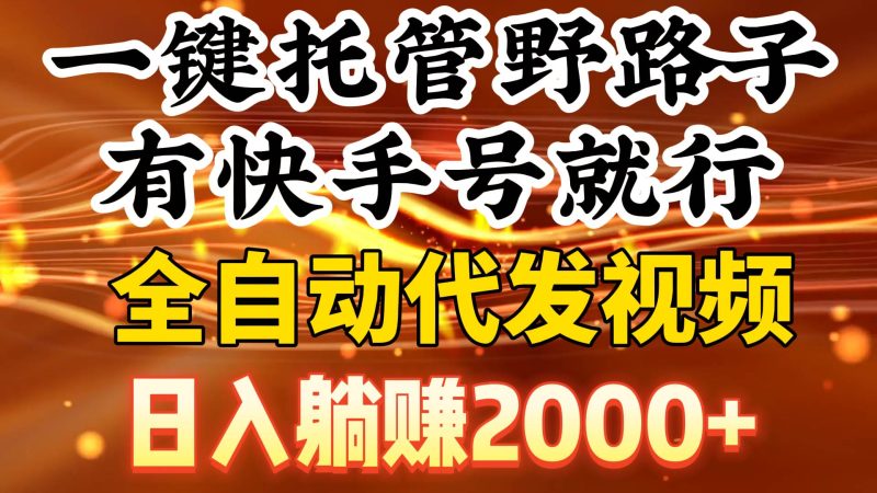 一键托管野路子，有快手号就行，日入躺赚2000+，全自动代发视频-58创客