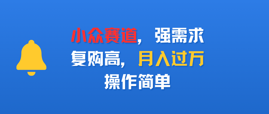 小众赛道，强需求，复购高，月入过万，操作简单-58创客网