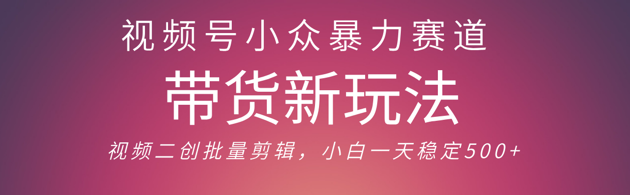 视频号小众暴力赛道，最新带货玩法 小白也能轻松日入500+ 保姆及教程-58创客网
