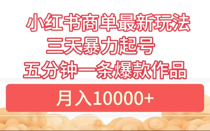 小红书商单最新玩法 3天暴力起号 5分钟一条爆款作品 月入10000+-58创客