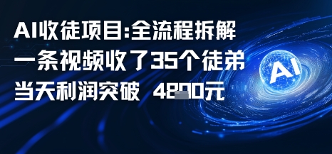 AI收徒项目全流程拆解一条视频收了三十几个徒弟，当天利润突破1k-58创客
