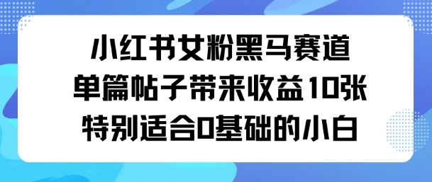 小红书女粉黑马赛道单篇帖子带来收益10张特别适合0基础的小白-58创客