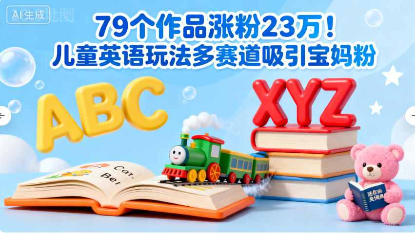 79个作品涨粉23w！儿童英语玩法多赛道吸引宝妈粉-58创客
