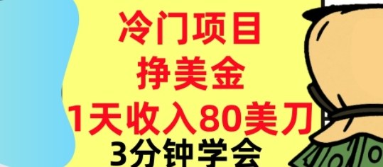 冷门项目挣美刀,0门槛,1天收入80刀,3分钟学会,这个方法要学会-58创客