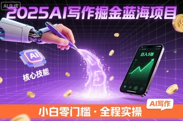 2025AI写作掘金蓝海项目，掌握AI核心技能，稳定日入5张，小白都能做-58创客