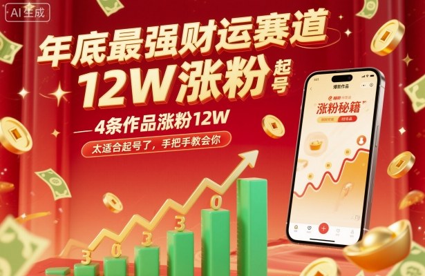 年底最强财运赛道，4条作品涨粉12W，太适合起号了，手把手教会你-58创客