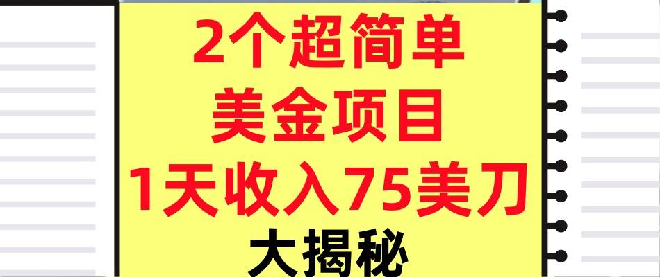2个超简单美金项目，1天收入75美刀，3分钟学会，内部教程（大揭秘）-58创客