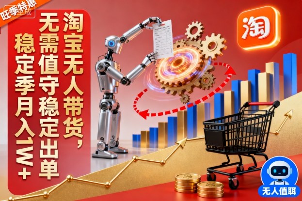 淘宝无人带货，无需值守稳定出单，电商旺季，稳定月入1W+-58创客