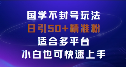 国学赛道不封号玩法，日引50+精准粉适合多平台，小白也可快速上手-多米联创