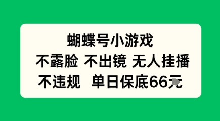 蝴蝶号小游戏，不露脸不出境 无人挂播，不违规 单日保底66米-多米联创