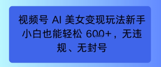 视频号 AI 美女变现玩法新手小白也能轻松6张，无违规、无封号-多米联创