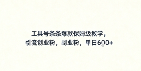 工具号条条爆款保姆级教学，引流创业粉，副业粉，单日6张-多米联创