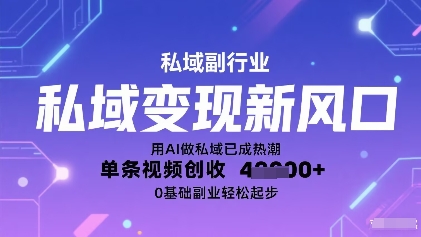 私域变现新风口：用AI做私域已成热潮，单条视频创收1k+，0基础副业轻松起步-多米联创