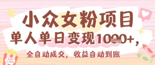 小众女粉项目，单人单日变现多张，全自动成交，无需维护，收益自动到账-多米联创