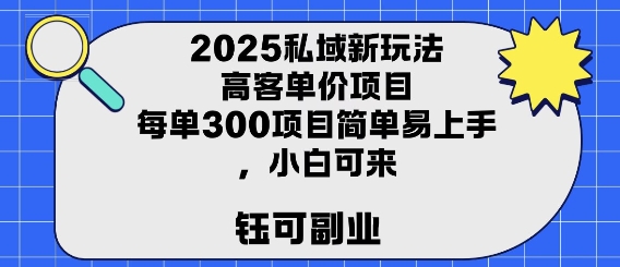 2025私域新玩法高客单价，每单3张操作简单，小白可轻松上手-多米联创